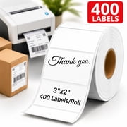 Deally 3" x 2" Thermal Labels, Rectangle Thermal Printer Stickers, Self-Adhesive Durable Sticker with Perforation Line, 400 Labels/Roll, White