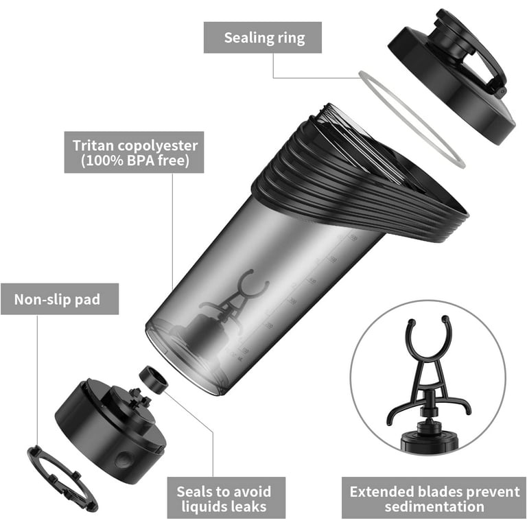 Electric Protein Shaker Bottle - 28oz USB Rechargeable Blender