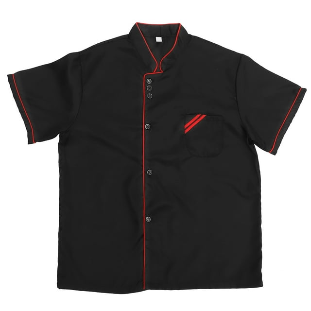 Unisex Short Sleeve Chef Uniform Basical Chef Catering Shirt for Bakery Food Service Restaurant Size M (Black)
