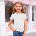thumbnail image 2 of UngA Girls Ruffle Trim Shirts Kids Short Sleeve Ruffle Crew T Shirts Toddler Fashion Casual Workout Solid Pullover Tops (White,7-8 Years), 2 of 6
