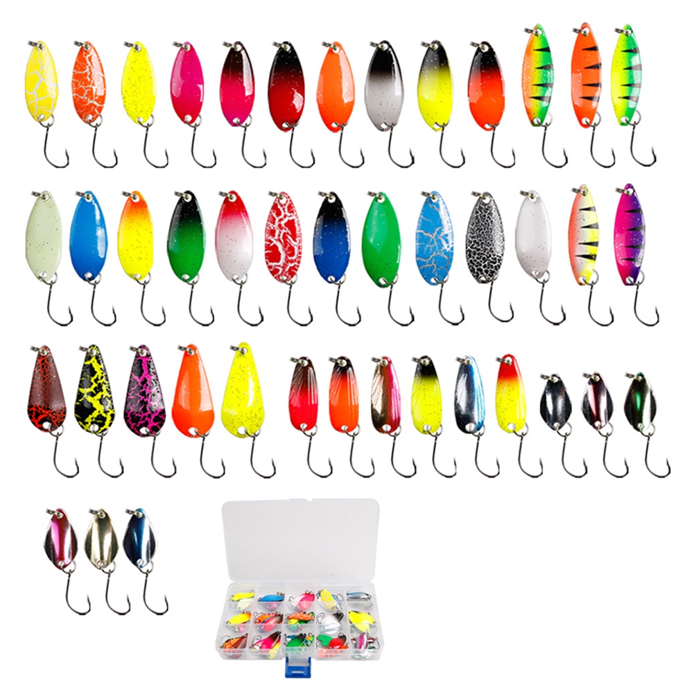 43PCS Fishing Lures Gear Kit Metal Swivel Sequins Trout Rig Jigs Hooks Angling Tackle Box Accessories Pike Walleye Salmon Perch Freshwater Saltwater