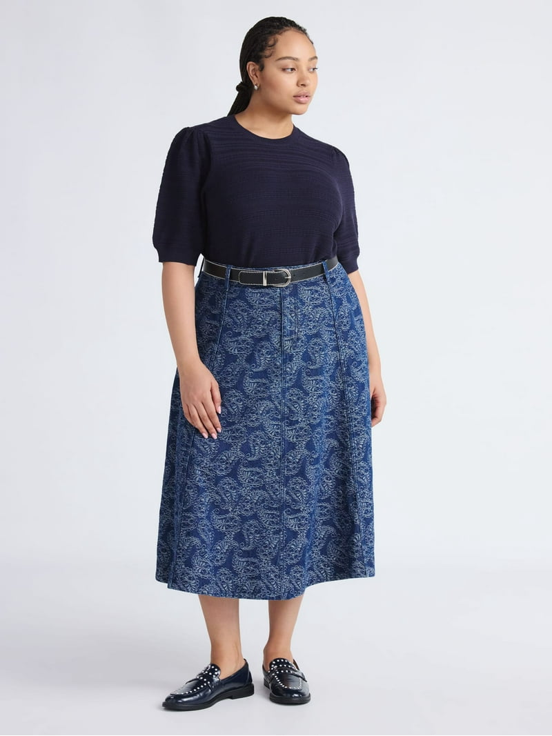 Free Assembly Women's and Women's Plus Cotton Jacquard Panel Free Assembly Women's and Women's Plus Cotton Jacquard Panel