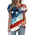 thumbnail image 2 of SELONE Workout Shirts for Women Fourth of July Print Star Pullover V Neck Short Sleeve Tops Patriotic Graphic Clothes, 2 of 4