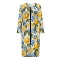 thumbnail image 4 of Xoenoiee Lemon Flower Print Robes for Women Long Zipper Bathrobes Lightweight House Coat Soft Sleepwear with Pockets Crew Neck Loungewear, 2XL, 4 of 7
