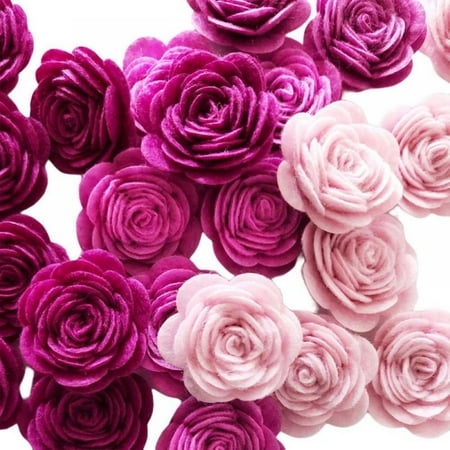

Final Clear Out! 24Pcs Exquisite Rose Flowes Felt DIY Handmade Craft Sewing Decoration