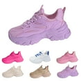 thumbnail image 2 of XIMIN Women Chunky Mesh Sneakers Thick Sole PU Leather Platform Sneakers Shoes Jogging Walking Shoes Fashion Casual Lace-up Walking Shoes with Anti-Slip Sole, 2 of 8
