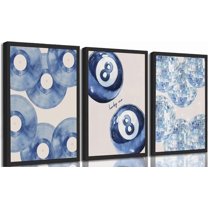 Trendy Black White Canvas Wall Art Lucky 8 Ball Wall Decor Pictures Disco Ball Poster Prints Record Painting Artwork for Dormitory Bedroom Living room Preppy Decoration No