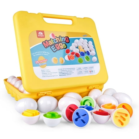 Coogam Letters Matching Eggs 26PCS ABC Alphabet Learning Toys Fine Motor Skill Montessori Gift for 3 Year Old