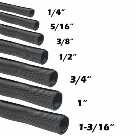 Wraparound Braided Sleeving For Automotive Wire Loom Split Sleeve 1/2 17FT