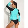 thumbnail image 4 of Women's Rash Guard Long Sleeve Swimsuits Zipper Front Colorblock Swim Shirt UPF 50, 4 of 6