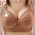 thumbnail image 2 of SMihono Bra for Older Women for Sagging Breast No Underwire Lace Gather Bras Cute Ghost Print Comfort Front Pleated T Shirt Bralette Khaki XXXL, 2 of 8
