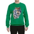 thumbnail image 2 of Wolf Oil Painting Animal Lover Unisex Crewneck Graphic Sweatshirt, Kelly, Medium, 2 of 3
