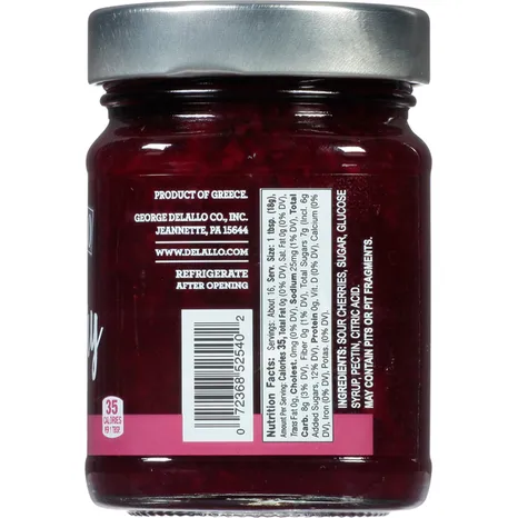 (Pack of 6), Delallo Sour Cherry Spread, 10 oz
