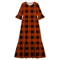 thumbnail image 4 of Atogsazn Girl's Summer Plaid Maxi Dress Kids Casual Flowy Ruffle Short Sleeve Dresses Tiered Sundress Orange 7-8 Years Fashion, 4 of 7