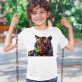 thumbnail image 3 of Tee Hunt Dean Russo Colorful Siberian Tiger Youth T-Shirt Wild Big Cat Kids, White, Medium, 3 of 5