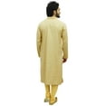 thumbnail image 4 of Atasi Men's Beige Kurta Pyjama Set Long Cotton Tunic Shirt Ethnic Wear-Medium, 4 of 7