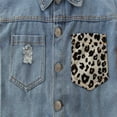 thumbnail image 6 of Utlike Girls Denim Jacket Long Sleeve Casual Coat With Leopard Print Spring Fall outerwear For Toddler Kids Youth Back To School Top For Photoshoot Size 2 Years-3 Years, 6 of 9