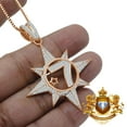 thumbnail image 3 of 14k Rose Gold On Silver Five Percenter Simulated Diamond Pendent Charm Chain Set, 3 of 6