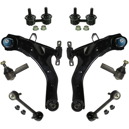 Detroit Axle - 8pc Front Lower Control Arm w/ Ball Joints, Outer Tie Rods & Front Rear Sway Bars Replacement for 2001 2002 2003 2004 2005 2006 Hyundai Elantra