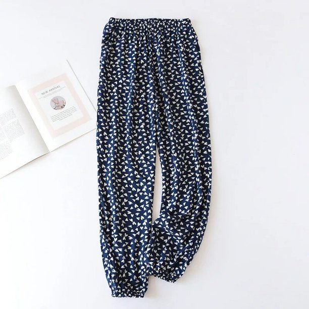 Pantalones de pijama holgados con flores grandes para mujer, ropa de dormir cómoda de viscosa, talla grande, primavera y verano, 100%