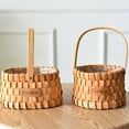 thumbnail image 6 of SPRING PARK Portable Handmade Rattan Storage Container Storage Basket Houseware Storage Basket Wooden Woven Storage Basket with Handle, 6 of 7
