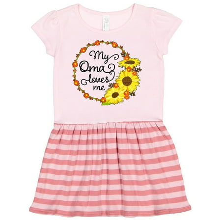 

Inktastic My Oma Loves Me with Sunflower Wreath Gift Toddler Girl Dress