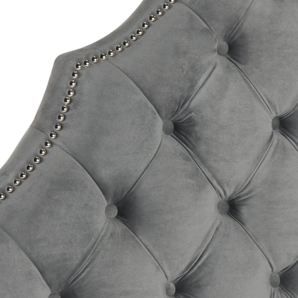 SAFAVIEH Arebelle Rustic Glam Tufted Headboard with Nail Heads, Twin, Pewter