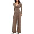 thumbnail image 3 of YueHuiYing Women Fashion Winter Solid Color Leisure Comfortable V-neck Long Sleeve Loose Trousers Suit, 3 of 3
