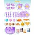 thumbnail image 3 of 33PCS Mint Purple Pretend Play Tea Party Set for Kids Plastic Mini Kitchen Food & Dessert Toys, BPA-Free Playset Accessories with Teapot, Cups, Plates, Macarons Role Play Gift for Girls & Boys Ages 3, 3 of 7