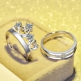 thumbnail image 3 of Pair Rings for Men and Women Silver Matching Rings with Crown Love Cross Diamond Design Fashion Jewelry Couple Rings Band Anniversary Rings Engagement Rings, 3 of 5