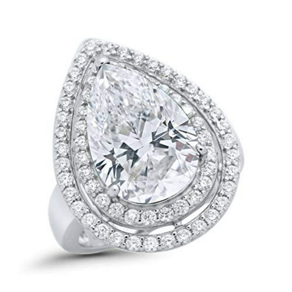 Pear Teardrop Ring CZ 925 Sterling Silver Size 4