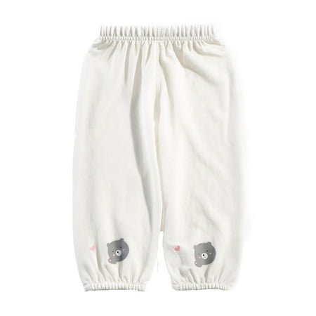 XUELUO Baby Boys Athletic Shorts And Pants Summer Cartoon Print Elastic Waist Straight Leg Outdoor Breathable Trousers Holiday Wear White 6-12 Months