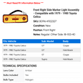 thumbnail image 2 of Front Right Side Marker Light Assembly - Compatible with 1979 - 1980 Toyota Celica, 2 of 2