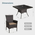 thumbnail image 3 of Gotland 10-Piece Indoor/Outdoor Dining Table Set, Garden Patio Rattan Set with w/Tempered Glass Tabletop with Removable Cushions and Umbrella Cutout for Patio, Backyard,8 Chairs - Sand, 3 of 8