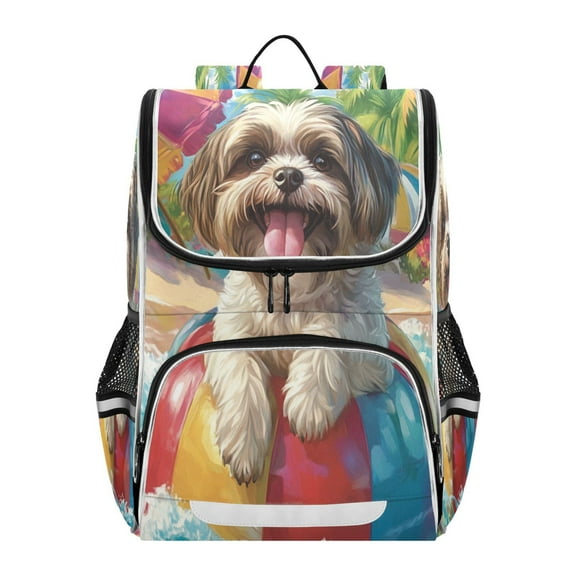YAZAOO School Backpack Travel Bag Bookbags Bookbags Playful Poolside Pup Pattern