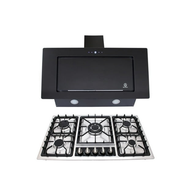 Combo Amaro Parrilla 5 Quemadores en Acero 5Q-ES-87 con Campana de Pantalla Murano de Pared SUPRA AMARO