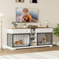 thumbnail image 4 of Garvee 82” Large Dog Crate for 2 Dogs, Indoor Dog Kennel with 4 Drawers & Shelves, Double Dog Crate Furniture TV Stand, Wooden Cage for Medium & Large Dogs, White Finish, 4 of 7