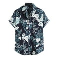 thumbnail image 2 of Hauts Homme de Mode à Col en V à Manches Courtes T-Shirt Été Imprimé Chemisier à Boutons, 2 of 4