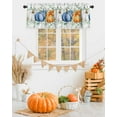 thumbnail image 2 of Valances for Windows Fall Thanksgiving Navy Blue White Orange Pumpkins Grey Plaid Rod Pocket Cafe Window Treatments Valance Curtains for Kitchen Bathroom Laundry Basement Windows 56"x16", 2 of 6