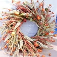 thumbnail image 3 of 24 inch Fall Wreath Front Door Wreath Grain Wreath Harvest Gold Wheat Ears Garland Farmhouse Autumn Straw Wreath for Front Door Wedding Wall Home Thanksgiving Decor, 3 of 8