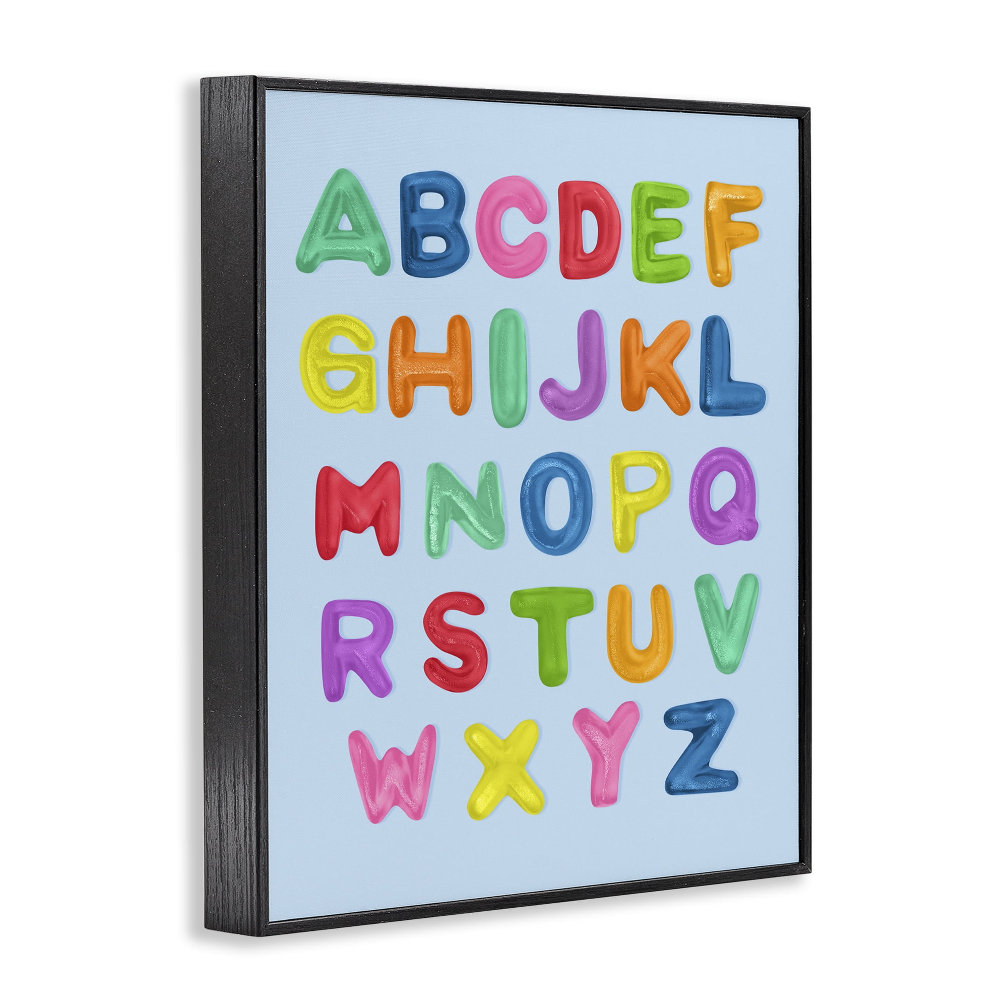 Stupell Industries Gummy Candy Alphabet Black Framed Giclee Art, design by LISH Creative