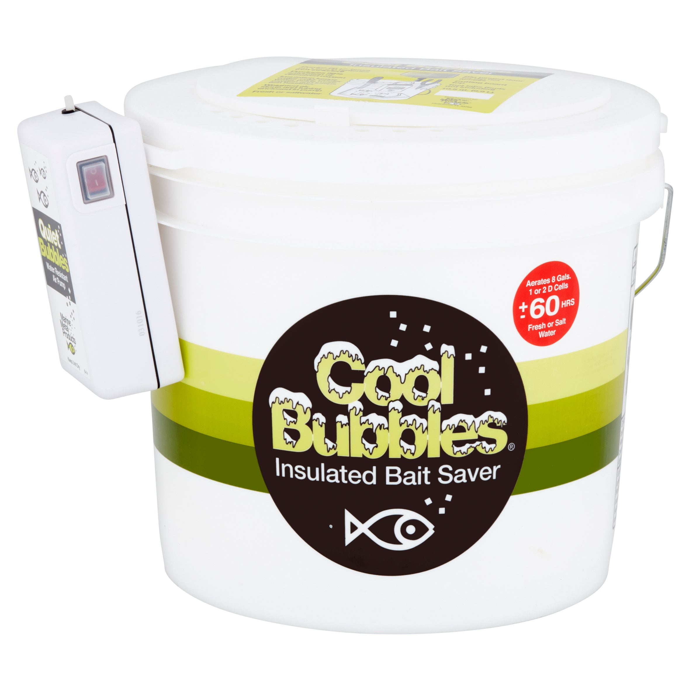 Marine Metal Cool Bubbles Insulated Bait Saver Kit 5Gal Fishing Bucket Bait Box 