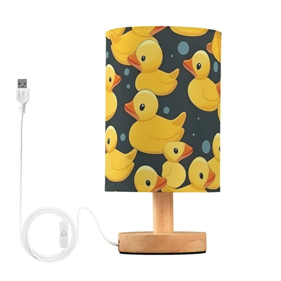 Ducks Toy Table Lamp USB Bedside Desk Nightstand Lamp Printed Gifts Small Lamp Wood Base for Bedroom Living Room Kids Room College Dorm