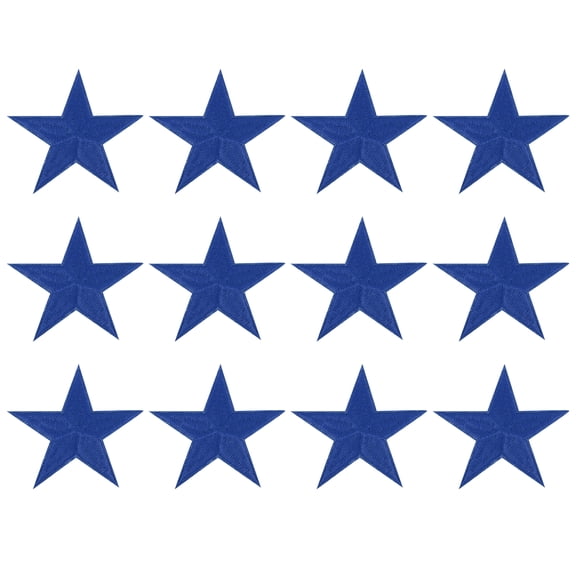12Pcs Iron on Star Patches, Sew on Star Embroidered Patches, Decorative Repair Patch Applique for DIY Crafts Backpacks Bags Hats Clothes, 82mm Deep Blue