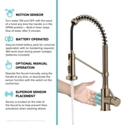 KRAUS Bolden Touchless Sensor Commercial Style 2-Function Single Handle Pull Down Kitchen Faucet in Spot-Free Antique Champagne Bronze