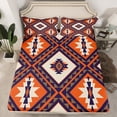 thumbnail image 2 of jejeloiu Retro Aztec Geometric Bed Sheets,Vintage Rhombus Triangle King Sheets,Brown Black Orange Sheet Set For Men Women,Breathable Home Decor,4 Pieces, 2 of 7