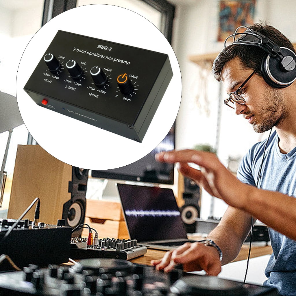 Portable Microphone Preamp High Medium Low Equalization for Condenser Mic