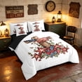 thumbnail image 2 of Manfei Patriotic Floral Stara Full Size Bedding Sets, Vintage USA Flag Full Size Bed in a Bag, Red White Blue Brown, Black Reversible 7-Piece, 2 of 6