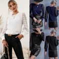 thumbnail image 3 of Sonducket Camisa de cuello para mujer, Tops de estilo informal de Color sólido para acampar, ropa de ceremonia para banquete de boda, ropa suelta, Prendas para la parte del cuerpo Azul marino L Sonducket AP013881-11, 3 of 6