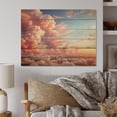 thumbnail image 2 of Designart "Peach Sky Photo Skyline Charm" Landscapes Print on Natural Pine Wood, 2 of 5